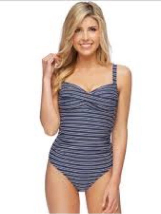 Nip Tuck Other - NipTuck Stripe Joanne Twist Front  Ruched Side One Piece Swim 12